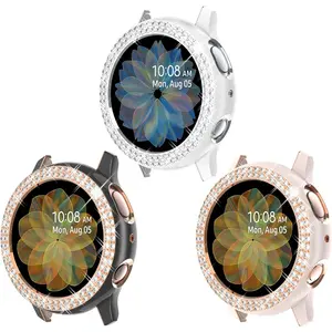 Compatible with Galaxy Watch Active 2 Case 40mm, Bling Crystal Diamond Protective Cover Compatible for Samsung Galaxy Watch Active 2, 3 Packs, Black/Rose Gold, Pink/Rose Gold, White/Silver