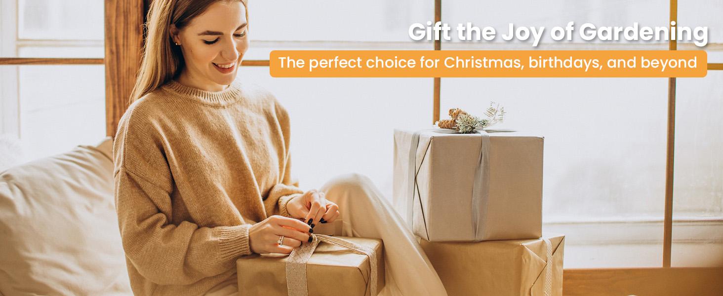 SOLIGT Garden Tools Set with Basket, Heavy Duty Stainless Steel Gardening Hand Tool with Wood Handle, Pruning Shears, Gloves - Perfect Gardening Gifts Planting Supplies for Women Men