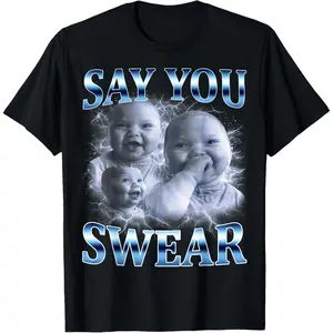 Say You Swear Ai Niche Baby Holding Back Laugh Genz T-Shirt