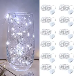 12 Pack Led Fairy Lights - White,  Operated LED  Wire String Lights, 7FT 20LED Mini Firefly Starry String Lights  Led Twinkle Lights for Mason Jar DIY Christmas Decor
