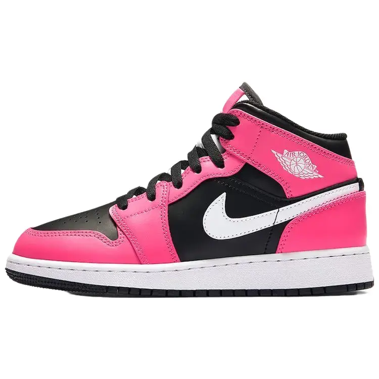 Nike Air Jordan 1 Mid GS 'Pinksicle' Women's Youth Basketball Sneakers - Pink/White Leather Upper, Cushioned Sole, Iconic AJ1 Retro, Mid-Cut, Traction Grip, All-Season, for Streetwear, Casual Outfits