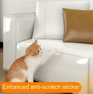 Leather sofa anti-scratch protective film, transparent furniture protector cover, anti-cat scratching shield, protective panel for beds and furniture against cat claws.