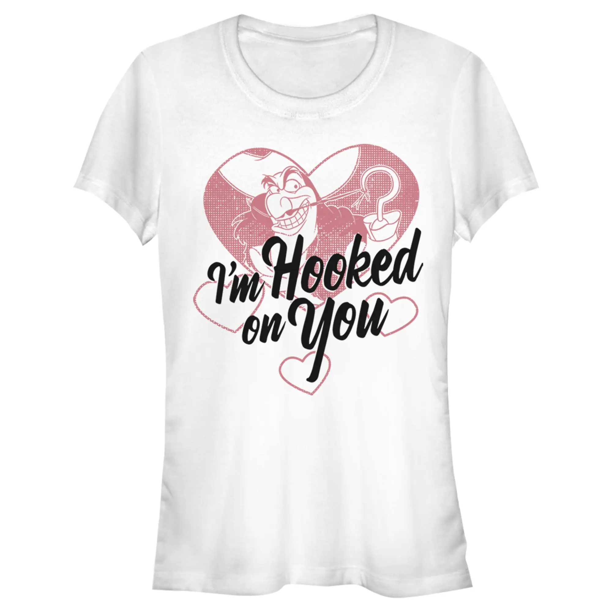 Juniors Womens Peter Pan Valentine's Day Captain Hook I'm Hooked on You T-Shirt