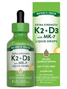 Vitamin D3 + K2 Liquid Drops | with MK-7 | 2 Fl Oz