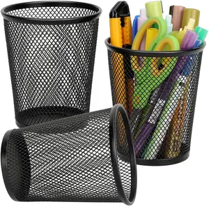 Pen Holder for Desk, Premium Mesh Metal Pencil Holder Pen Cup Marker Holder Makeup Brush Holders, Desk Accessories & Workspace Organizers for Home, School, Office, 4.6’’ Grande, 3