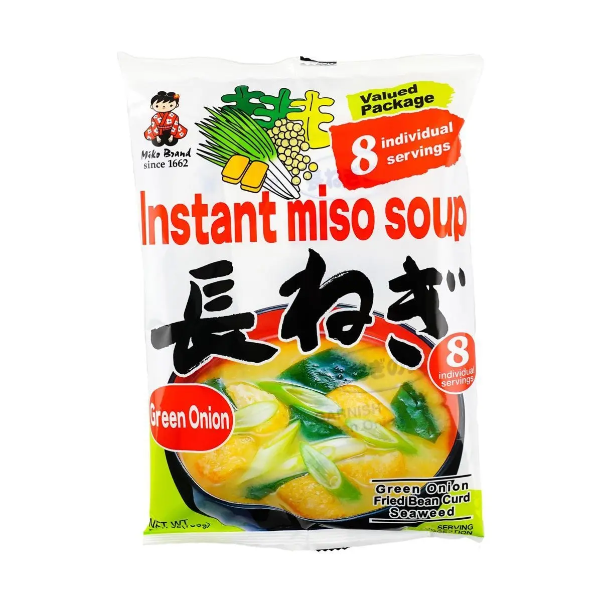 SHINSYU-ICHI Instant Miso Soup Paste - Japanese Scallion Flavor, 8 Servings (176g) - Quick & Easy Umami Broth