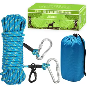 Dog Tie Out Cable for Camping 50ft/70ft/100ft Portable Reflective Overhead Trolley System for Dogs up to 300lbs Dog Lead for Yard Camping Parks Outdoor Events Blue