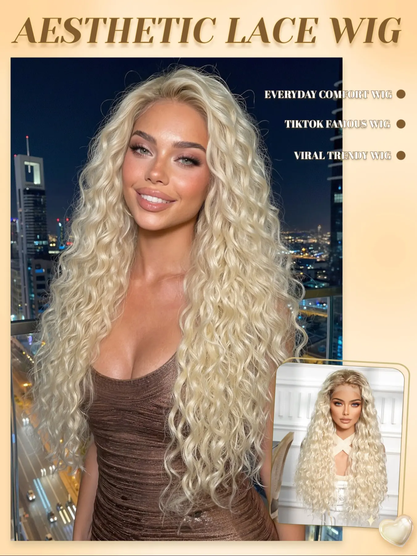 28" Platinum Blonde Curly Wave Wig | 13x4 HD Lace Front Heat Resistant Synthetic Natural Hairline Wig for Daily Wear Synthetic Curly Wigs