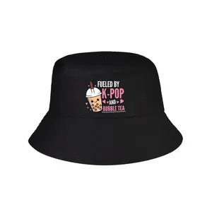 Fueled By K-Pop And Bubble Tea K-Pop Outfit K-Pop Gift KPop Funny MEN WOMEN SUN HAT BUCKET HAT
