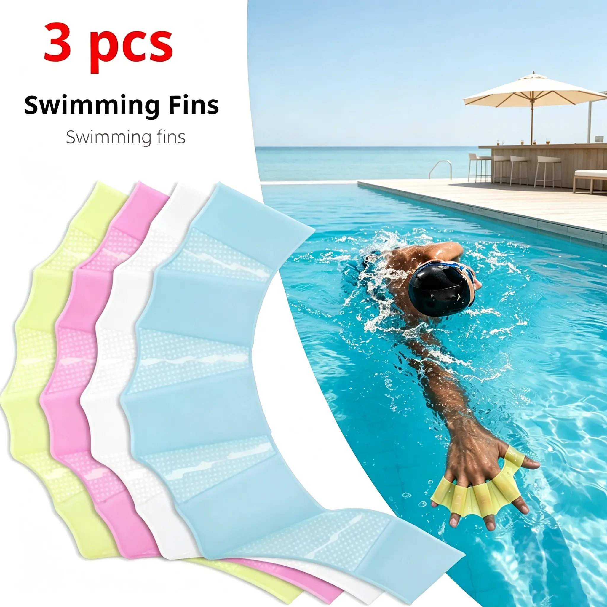 3pcs Silicone Frog-Shaped Swimming Finger Pads, Water Sports Training Hand Paddles, Simple Diving Aids