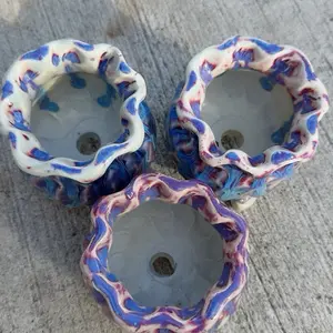 3 packs Ceramic Modern Glaze Succulent Planter Pot with Drainage Hole and Saucer 2.5-3Inch Round Flower Plant Pot for Indoor Outdoor Herb succulent Plants Unique Artistic Design (3 packs )