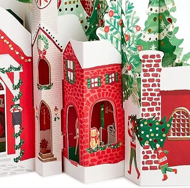 Paper Wonder Pop Up Jumbo Christmas Card Holiday Tabletop Decor (Accordion Fold Christmas Village)
