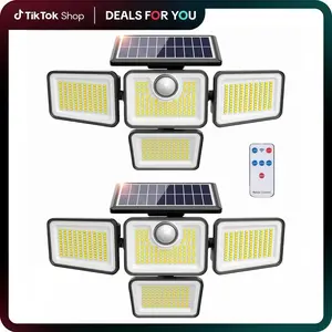2-Pack 3-Head Solar Outdoor LED Security Lights, 2500LM Motion Sensor Spotlights, 270° Wide-Angle, IP65 Waterproof for Garage, LED Solar Outdoor Fixtures, Led Lights, Solar Outdoor Lights