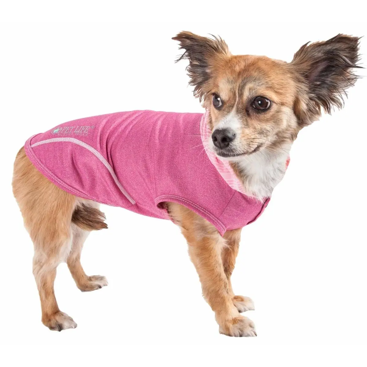 Pet Life  Active Pull-Rover Premium 4-Way Stretch Two-Toned Performance Sleeveless Dog T-Shirt Tank Top Hoodie, Pink - Large