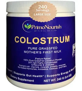Grass-Fed Pure Bovine Colostrum Powder, Large Size 240g (240 Servings), Naturally Concentrated from Whole Colostrum, Supports Immune & Gut Health, Energy & Recovery, Non-GMO & Gluten-Free, Made in USA