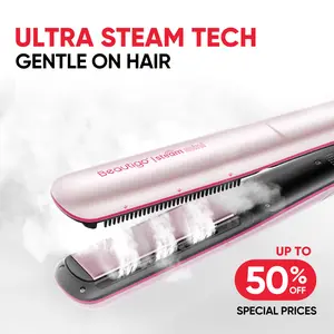 Beautigo Steam Pro Hair Straightener – Steam Vent Tech, Fast Heating, Rose Gold, Anti-Frizz for Silky Smooth Hair, Gift for Women