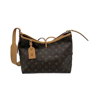 Pre-owned Louis Vuitton Coated Canvas Shoulder Bags Classic Monogram Carryall PM Microchipped
