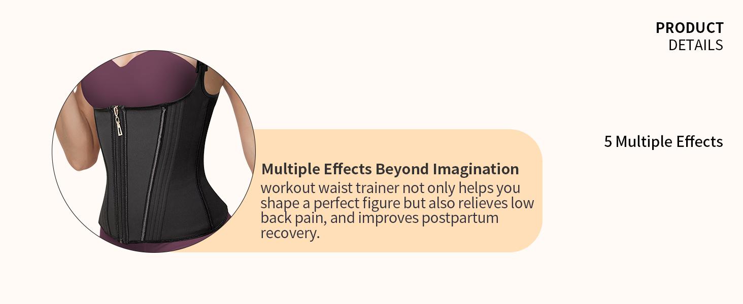 Latex  Waist Trainer for Women Tummy Control Sports Girdle with Adjustable Shoulder Strap and Zipper