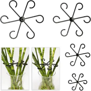 4 count Black Plastic  Stem Supports, Assorted Sizes, Indoor/Outdoor, Climbing  Trellis Stakes Holder for Monstera Potted