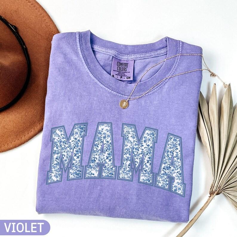 Comfort Colors Mama T-Shirt, Toile Floral Mama TShirt, Pregnancy Announcement Boy, Mom Life TShirt, Cute Mom Mothers Day Gift, New Mom T-Shirt