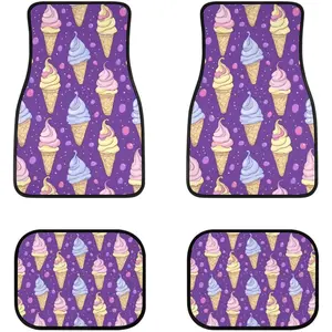 Ice Cream Purple 4-Piece Car Floor Mats Front and Rear, Auto Foot Mats All Weather Universal Fit Car Decor Accessories Fit for SUV, Vans, Sedans, Trucks ﻿