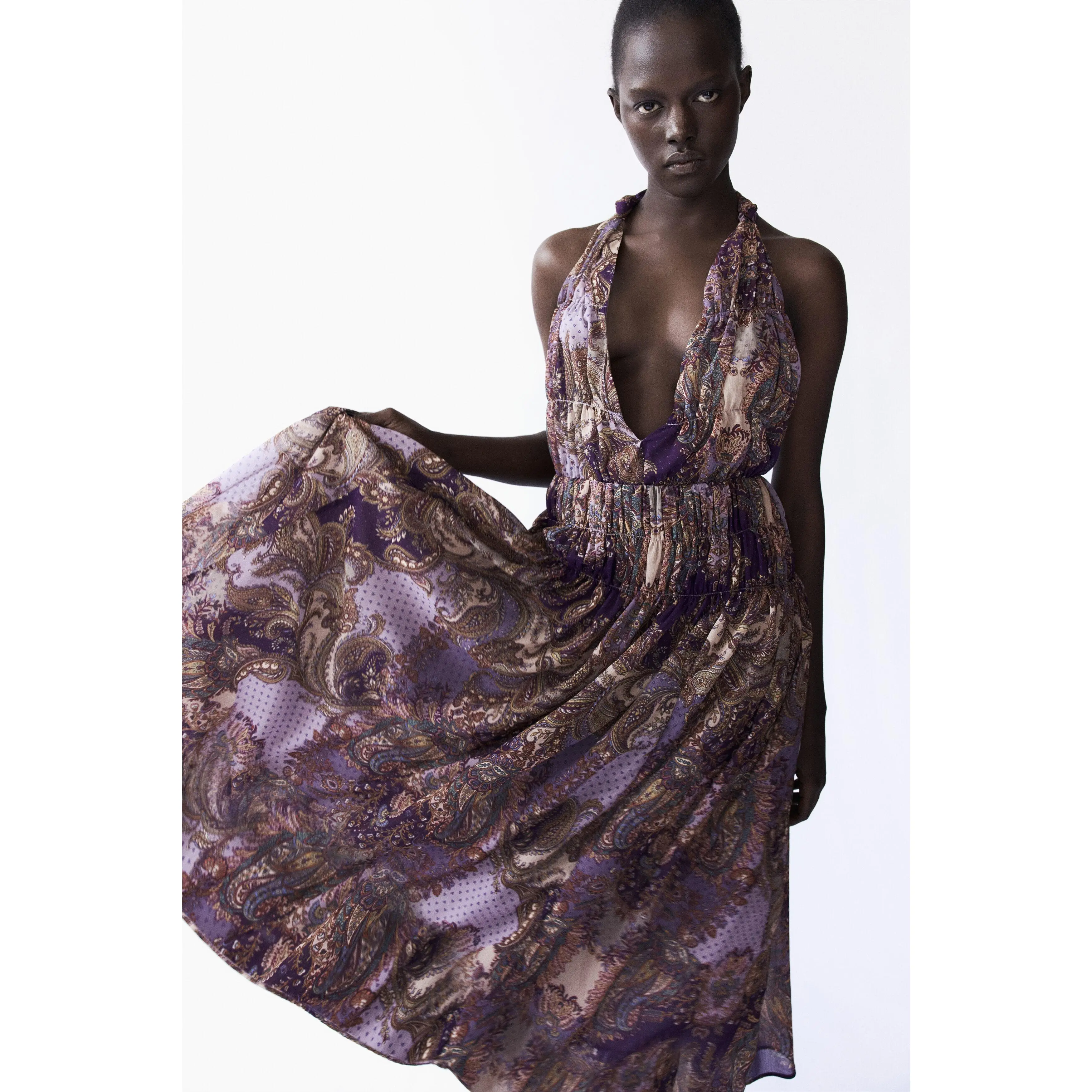 H&M Gathered halterneck dress
