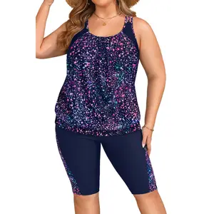 Daci Women's Plus Size Two-Piece Tankini Swimsuit - Tummy Control Tankini Tops, High Waisted Capri Shorts 2026 Sports & Outdoor Swimwear