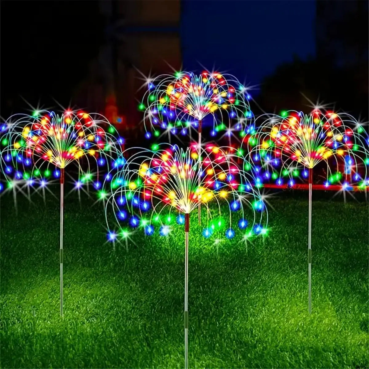 Outdoor Solar Powered Firework Lawn Lamp, Waterproof Colorful Ground Inserted LED Light, Decorative Atmosphere Light for Garden Yard Lawn Courtyard De