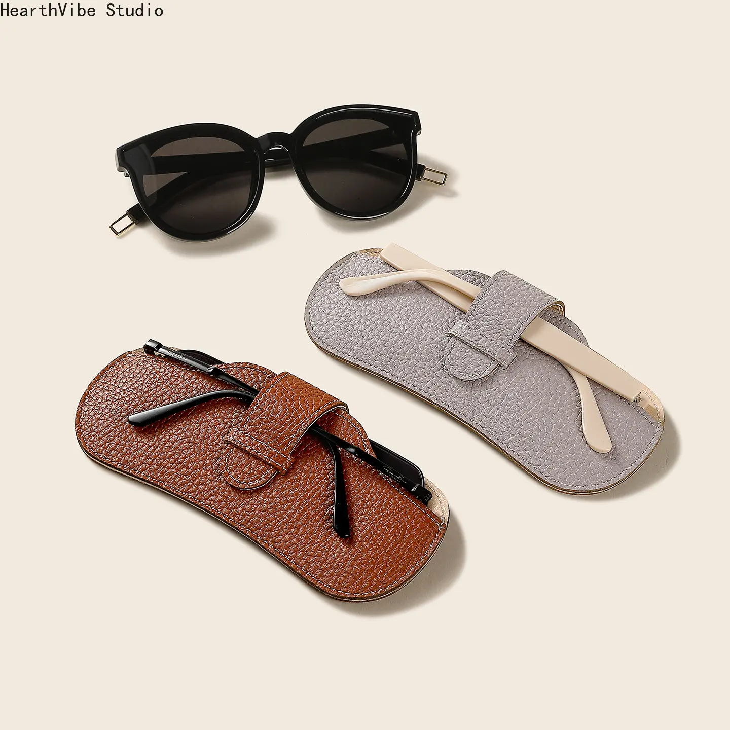 Soft leather glasses bag, portable ins glasses case, sunglasses, men's and women's glasses storage bag, protective cover