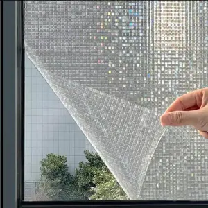 Colorful Mosaic Pattern Static Window Film, 1 Roll Privacy Window Film, Window Decoration, Home Decor, Decorative Stickers