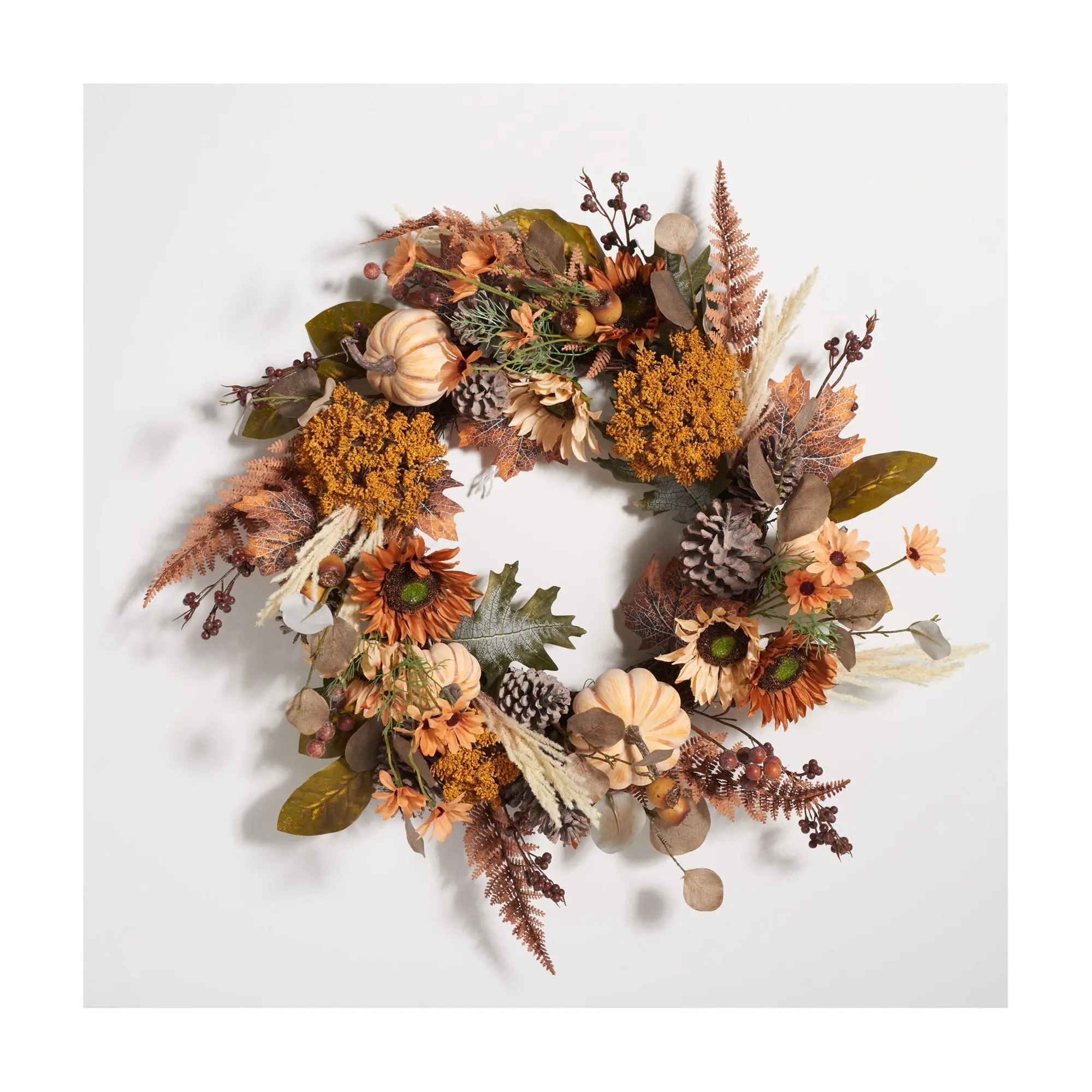 Safavieh 28" Oak Leaf & Pumpkin Wreath w/Pineones Safavieh 28" Oak Leaf & Pumpkin Wreath w/Pineones
