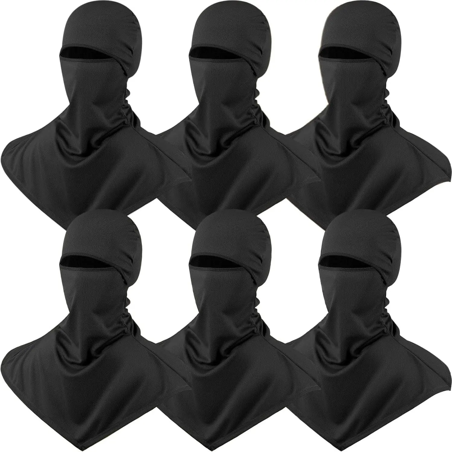 Cooling Breathable Balaclava - 6-Piece Polyester Full Face Mask with Long Neck Cover for Men, Friends, UV Sun Protection, Windproof, 1-Size Outdoor Sports Accessory