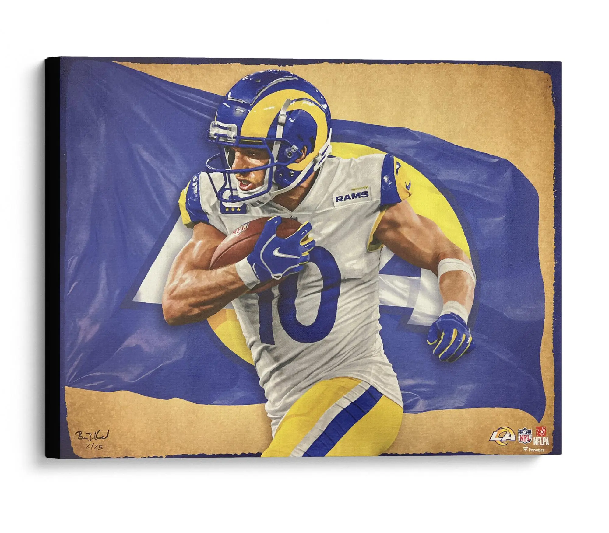 Cooper Kupp Los Angeles Rams Stretched 20" x 24" Canvas Giclee Print - Designed and Signed by Artist Brian Konnick - Limited Edition 62 - Fanatics Authentic Certified