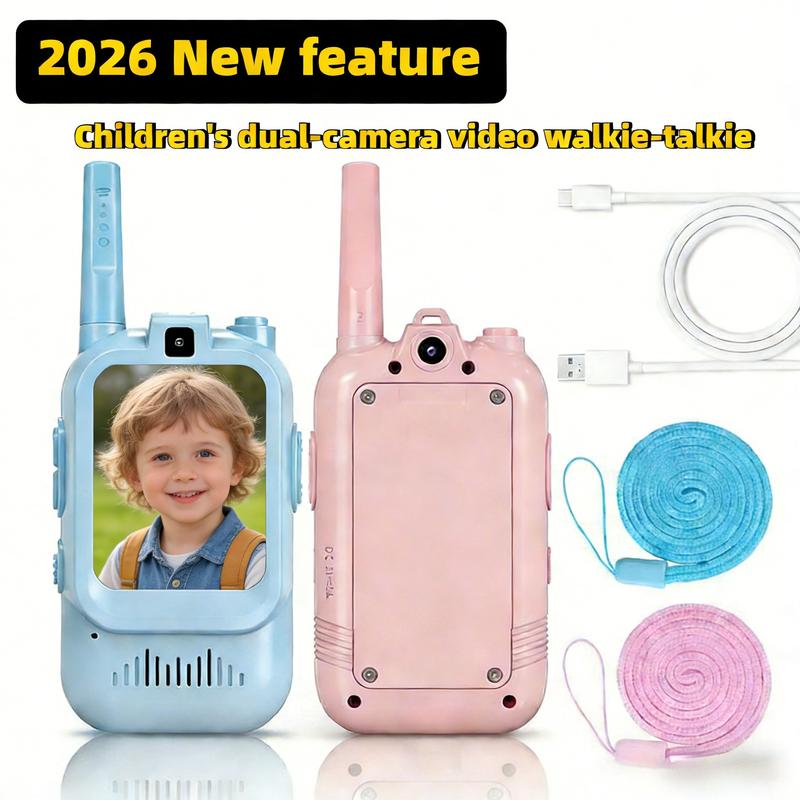 Video Walkie Talkies for Kids, Handheld 2 Pack Rechargeable Video Intercom Kids Walkies Talkies, Indoor Outdoor Toys for Family Games, Outside, Camping, Hiking for Boys Girls Ages 3-12 (Blue/Pink)