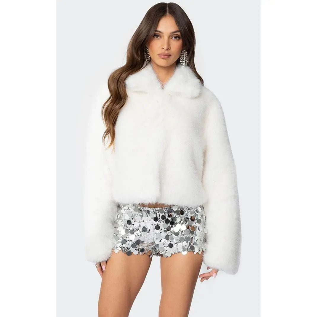 Edikted Women's Nathalie Cropped Faux Fur Jacket