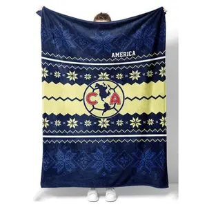 Club America Super Soft Blanket, Ugly Xmas Futbol Home Decor, Soft Warm Cozy Flannel Throw Blanket, Air-conditioned Room Blanket for Bed Home Office, Suitable for beds and sofas can also be given as a gift  Light, breathable and soft