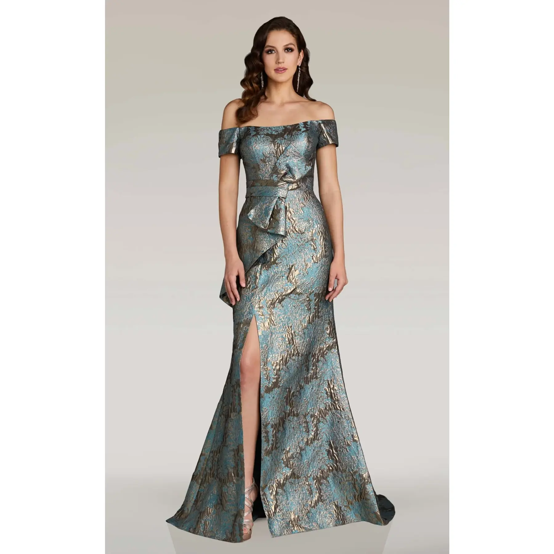 Gia Franco by Feriani Metallic Brocade Evening Dress 12378