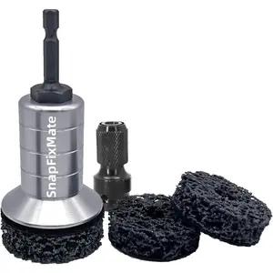 SnapFixMate Wheel Hub Cleaning Kit,Brake Hub Cleaning Kit Includes 3 Pads,Holder and Adapter,Fits Power Drill or 1/2" Impact Driven Wrenches