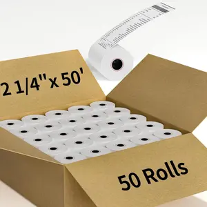 (50 Rolls) 2 1/4" x 50' Thermal Receipt Paper Rolls, Cash Register POS Thermal Paper, Credit Card Rolls Thermal 2 1/4 in x 50 ft.