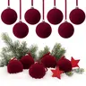 Velvet Christmas Ornaments Burgundy Christmas Decor Flocked Christmas Balls Christmas Tree Bows Multicolor Christmas Decorations for Xmas Tree Wall Front Door Porch Home Holiday Wedding Party Christmas Gifts Navidad Decoración