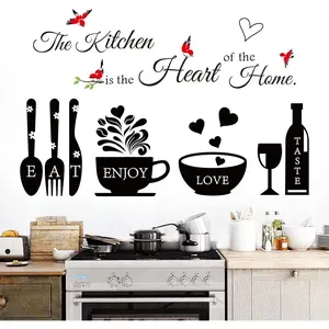 Kitchen Wall Stickers Decals Decor Kitchen The Heart of The Home Wall Decor Quotes Sign Utensil Art Decorations for Home Dining Room Coffee Shop