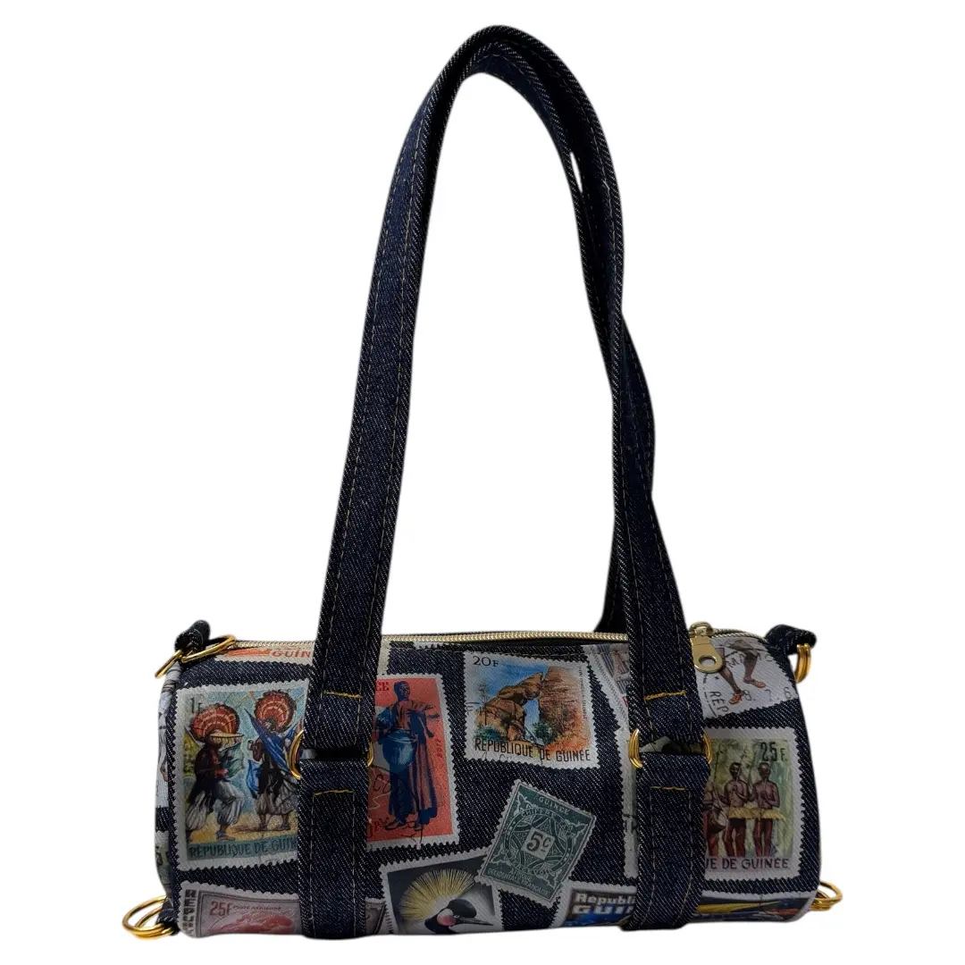 Guinea Denim Vintage Postage Mini Duffle - Barrel Bag
