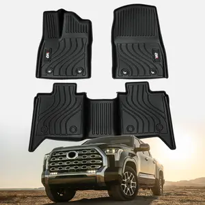 All-Weather TPE Front And Rear Row Floor Liners Floor Mats Fit For Toyota Tundra CrewMax Cab 2022-2025, Custom Fit Tundra Car Mats 20484 GIft For Daddy And Boy Friends On Christmas Day Car Accessory