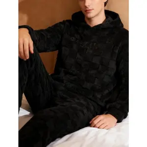 CALIFORNIA Embroidered Plaid Casual Pattern Soft Fleece Hoodie & Pants SetGift