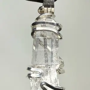 Light of Lemuria High Clarity Lemurian Quartz SS PENDANT Raw Crystal Artisan Crafted Unique Design High Frequency Lemurian Quartz 925 Anniversary Auspicious Birthday Daily Engagement Wedding Casual Elegant Ethnic