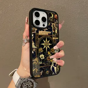 Magnetic Protective Case for iPhone 16 E Pro Max 15 Plus 14 13 12 11 XS XR, Girly Tarot Ghost Vibe Design | Shockproof, Silicone, Stylish, Trendy, and Scratch Resistant