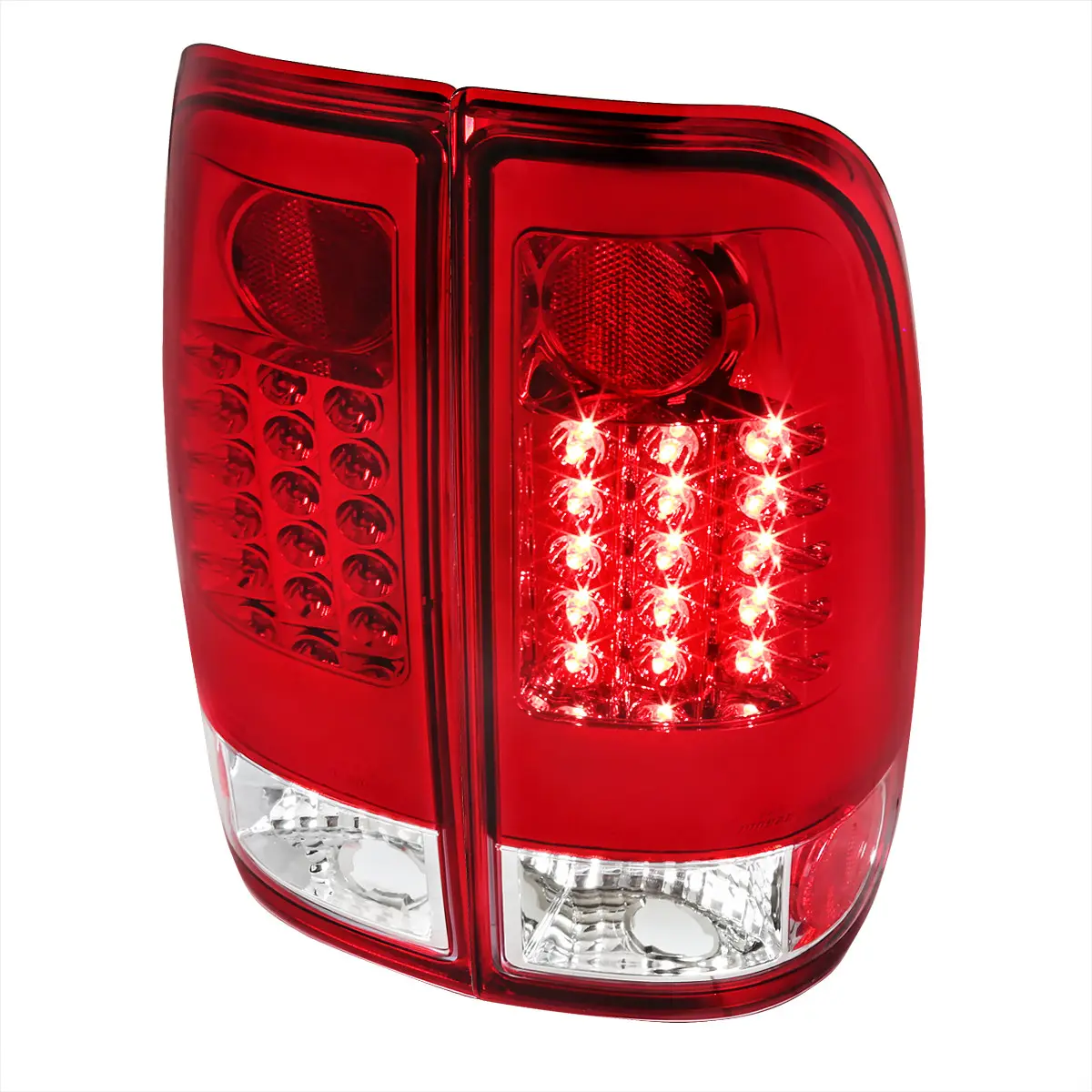 1997-2007 Ford F-150/F-250/F-350/F-450/F-550 Styleside LED Tail Lights (Chrome Housing/Red Clear Lens) 1997-2007 Ford F-150/F-250/F-350/F-450/F-550 Styleside LED Tail Lights (Chrome Housing/Red Clear Lens)