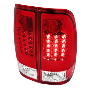 1997-2007 Ford F-150/F-250/F-350/F-450/F-550 Styleside LED Tail Lights (Chrome Housing/Red Clear Lens)