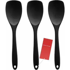 Upgrade  Spatula Spoon Set, Heat Resistant Rubber Spoonula, Seamless Non-Stick Flexible Scrapers for Baking Mixing Tool,3 Pack, Black