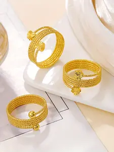 Spring Ring Women's Ring, Heart, Bead, 5-Leaf Grass Ring, Elegant Casual Ring, Copper Plated Gold Ring, Fashion Ring, Exquisite Luxury Gift for Girls, Valentine's Day Gift for Friends, Daily Accessory Gift, Mother's Day Jewelry Gift